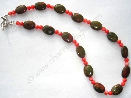Unakite & Coral Necklace